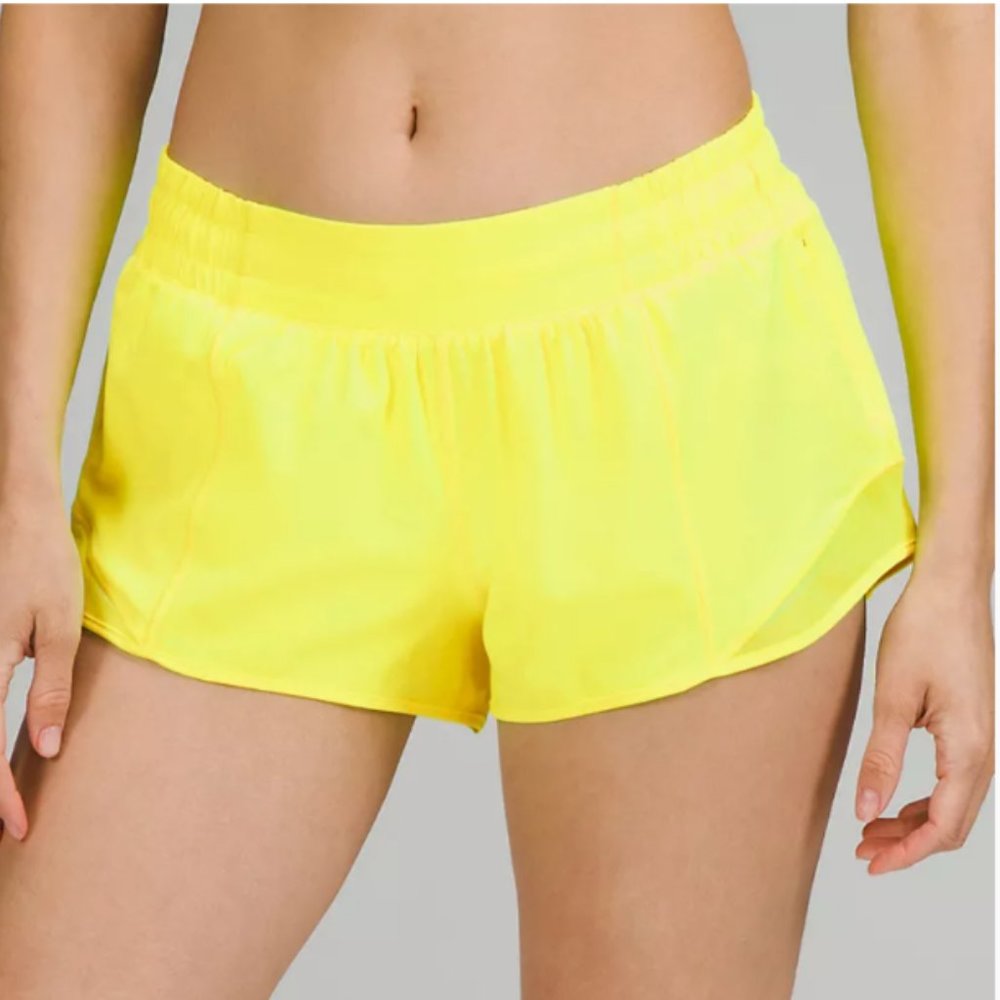 Lululemon Hotty Hot Low-Rise Lined Shorts in Neon Yellow